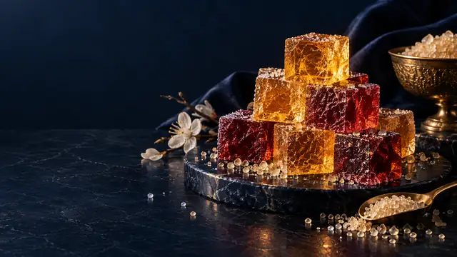 Bernsteinfarbene Zuckerkristalle
